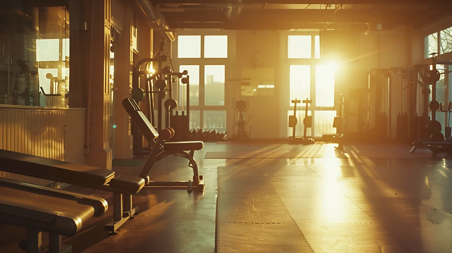 a pristine and well-organized gym setting showcases gleaming, high-quality exercise equipment meticulously maintained under soft, natural lighting, emphasizing the importance of care to enhance longevity and performance.